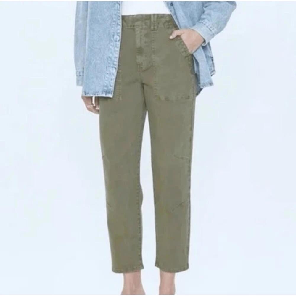 Pistola 33 Army Green Sage Wide Leg Crop Cargo Utility Pants Gorpcore